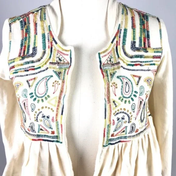 Anthropologie Lilka Whimsigoth Cropped Embroidered Valle Cardigan Whimsical XS - Picture 3 of 7